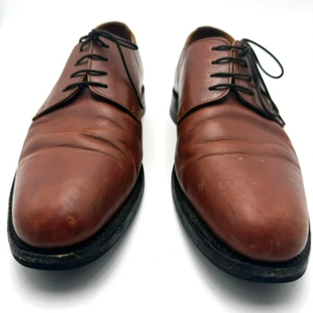 ANTHONY VEER Men's size 10.5 Hand Welt‎ Brown Leather Dress Shoes Laces